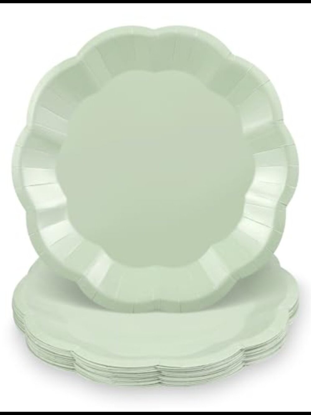 30pc Sage Green Paper Plates Scalloped Dessert Cake Plates